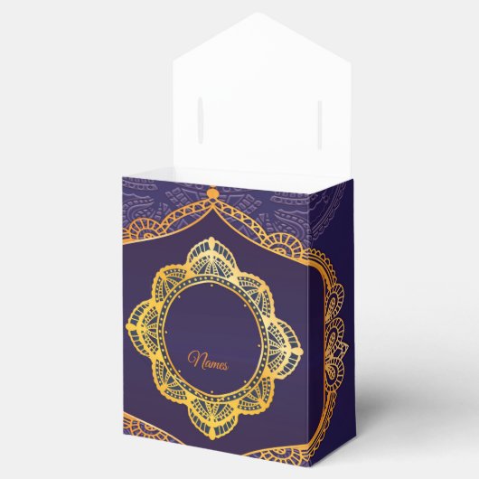 Navy Blue en of Violet met Gold Mandalas Bedankdoosjes (Geopend)