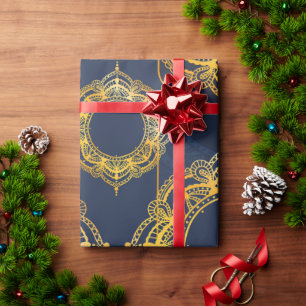 Navy Blue en of Violet met Gold Mandalas Cadeaupapier
