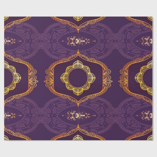 Navy Blue en of Violet met Gold Mandalas Cadeaupapier (Vlak)