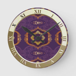 Navy Blue en of Violet met Gold Mandalas Ronde Klok