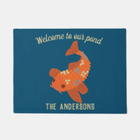Navy Blue en Oranje Koi Goldfish Welcome