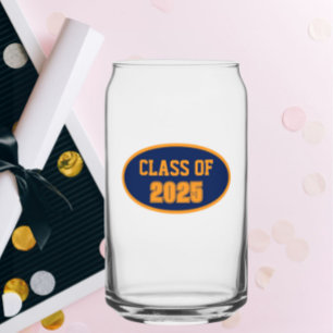 Navy Blue en Oranje School Kleuren Class Jaar Blikvorm Glas