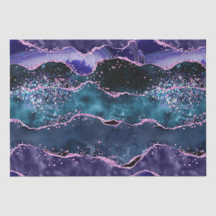 Navy Blue en Paars Glitter Ocean Agate Tissuepapier