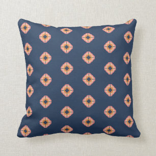 Navy Blue en Peach Boho Diamond Kussen
