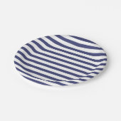 Navy Blue en Pure White Stripes Papieren Bordje (Gekanteld)