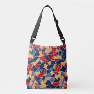 Navy Blue en Red Mosaic Crossbody Bag Tas