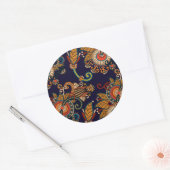 Navy Blue en Red Paisley Pattern Ronde Sticker (Envelop)