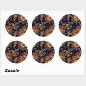Navy Blue en Red Paisley Pattern Ronde Sticker (Vel)
