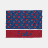 Navy Blue en Red Polka Dot gepersonaliseerd Fleece Deken (Voorkant (Horizontaal))
