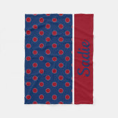 Navy Blue en Red Polka Dot gepersonaliseerd Fleece Deken (Voorkant)