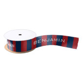 Navy Blue en Red Rugby Stripes met aangepaste naam Lint (Spoel)