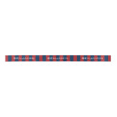 Navy Blue en Red Rugby Stripes met aangepaste naam Lint (Voorkant)