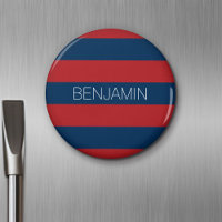 Navy Blue en Red Rugby Stripes met aangepaste naam