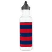 Navy Blue en Red Rugby Stripes met aangepaste naam Waterfles (Rechts)