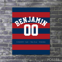 Navy Blue en Red Rugby Stripes Name Number