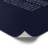 Navy Blue en Roos Gold Floral Seating Chart Poster (Hoek)