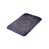 Navy Blue en Roos Gold Mandala Elegant Boho Badmat (Gekanteld)