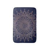 Navy Blue en Roos Gold Mandala Elegant Boho Badmat (Voorkant Verticaal)