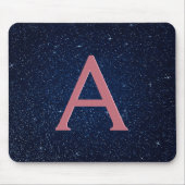 Navy Blue en Roos Gold Sparkle Glitter Monogram Muismat (Voorkant)