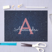 Navy Blue en Roos Gold Sparkle Glitter Monogram Tissuepapier (Craft)