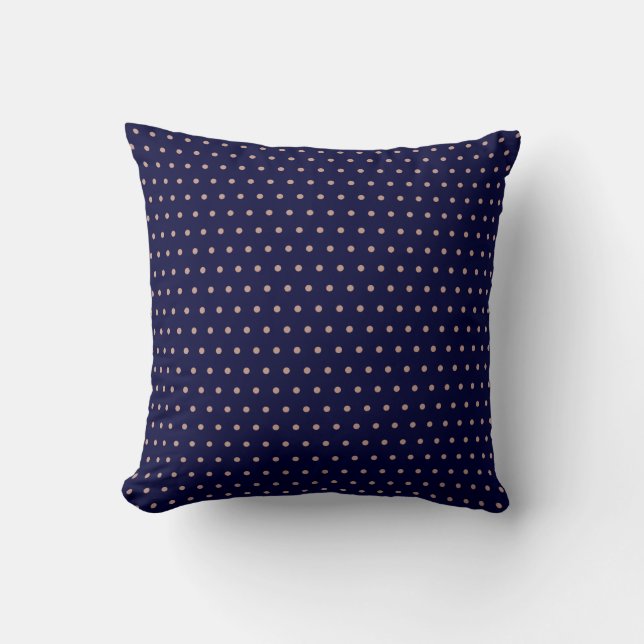 Navy Blue en Roos Gold Textured Polka Dot Pattern Kussen (Voorkant)