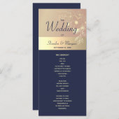 Navy Blue en Roos Gold Wedding Program Programma (Voorkant / Achterkant)