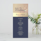 Navy Blue en Roos Gold Wedding Program Programma (Staand voorkant)