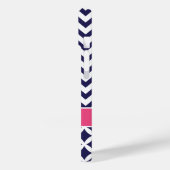 Navy Blue en roze Chevron Custom Monogram Case-Mate iPhone Case (Achterkant / Links)