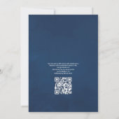 Navy Blue en Roze  Rozen QR Code Weddenschap Kaart (Achterkant)