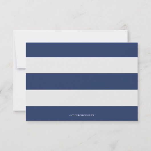 Navy Blue en Roze Stripe RSVP-kaart RSVP Kaartje (Achterkant)