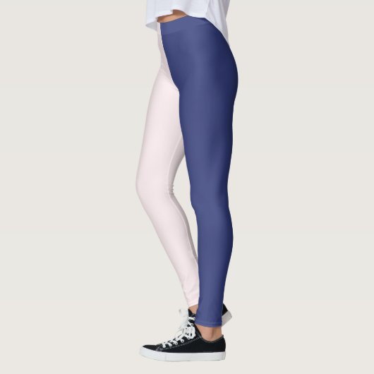 Navy Blue en roze verticale kleurenblokken Leggings (Links)