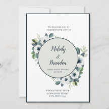 Navy Blue en Sage Invitation