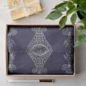 Navy Blue en Silver Abstract Boho Pattern Tissuepapier (Geschenk)