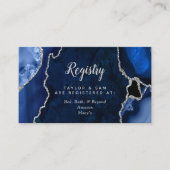 Navy Blue en Silver Agate Wedding Registry Informatiekaartje (Voorkant)