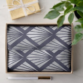 Navy Blue en Silver Art Deco Diamond Pattern Tissuepapier (Geschenk)