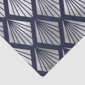 Navy Blue en Silver Art Deco Diamond Pattern Tissuepapier (Detail)