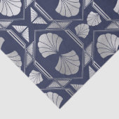 Navy Blue en Silver Art Deco Shell Pattern Tissuepapier (Detail)