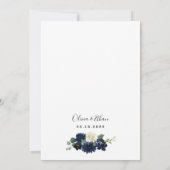 Navy Blue en Silver Elegant Ivory Floral Wedding Kaart (Achterkant)