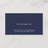 Navy Blue en Silver Elegant Monogram Visitekaartje (Achterkant)