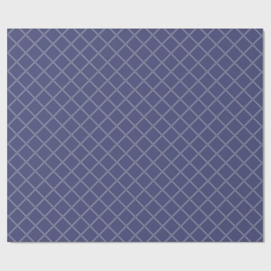 Navy Blue en Silver Geometric Diamond Pattern Cadeaupapier (Vlak)