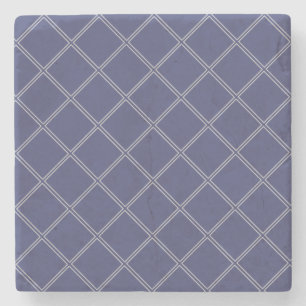 Navy Blue en Silver Geometric Diamond Pattern Stenen Onderzetter