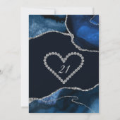 Navy Blue en Silver Glitter Agate Birthday Party Kaart (Achterkant)
