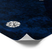 Navy Blue en Silver Glitter Agate & marble Wedding Poster (Hoek)