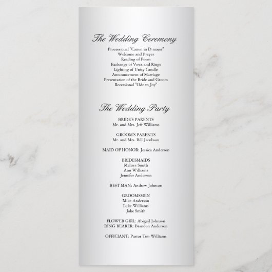 Navy Blue en Silver Lace Programma (Achterkant)