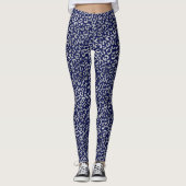 Navy Blue en Silver Leopard Print Leggings (Voorkant)