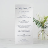Navy Blue en Silver Wedding Menu (Staand voorkant)