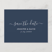 Navy Blue en Silver Wedding Save the Date Aankondigingskaart (Voorkant)