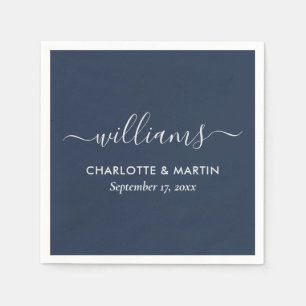 Navy Blue en Silver Wedding Servet