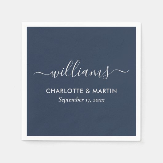 Navy Blue en Silver Wedding Servet (Voorkant)