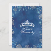 Navy Blue en Silver Winter Quinceanera Uitnodiging (Achterkant)